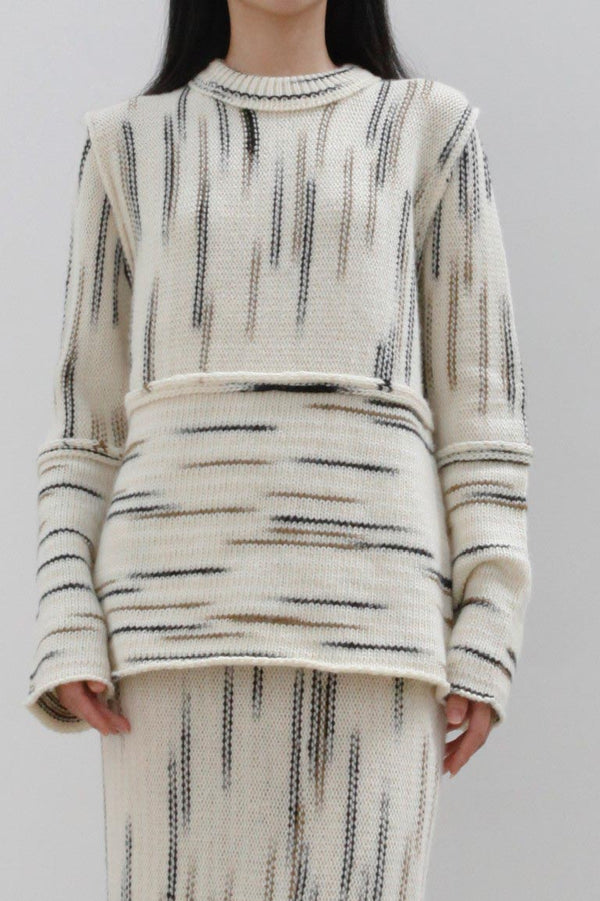 SWAYING/KNIT coarse wool gradient pullover SW22AW1T71 white/black brown